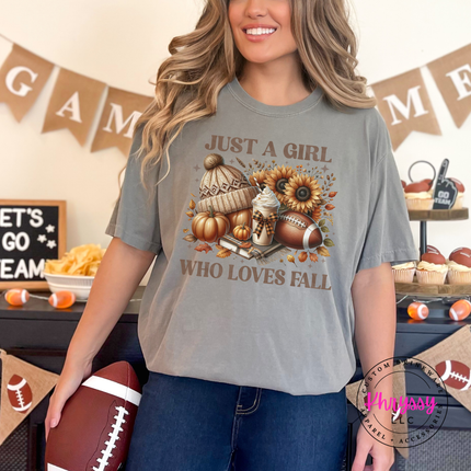 Chalky Mint tee with the girl who loves fall cozy collage print