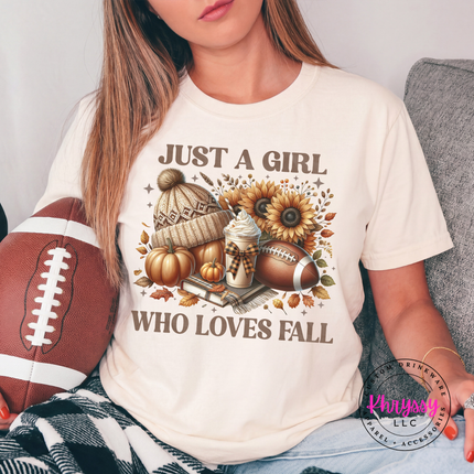 Ivory tee with the fall sunflower football and latte design