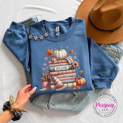 Just A Girl Who Loves Fall Cozy Crewneck Sweatshirt