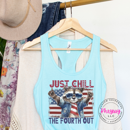 Just Chill The Fourth Out Raccoon 4th Of July Tank Top