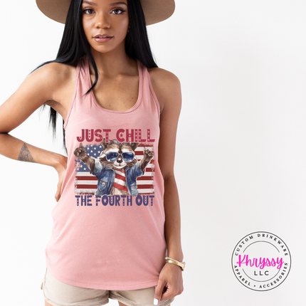 Just Chill The Fourth Out Raccoon 4th Of July Tank Top