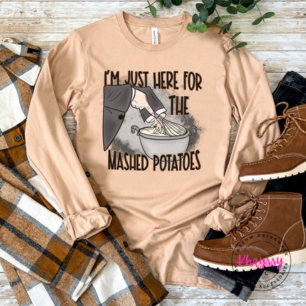 Sand Dune tee styled for fall, featuring a mashed potatoes witch design.