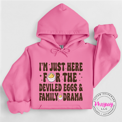 Azalea hoodie with the funny deviled eggs family drama holiday design