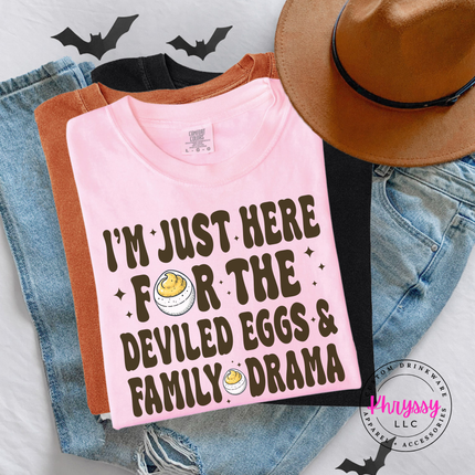 Blossom tee with the deviled eggs and family drama quote