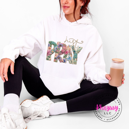 Just Pray Floral Embroidery Faith Hoodie | Beautiful Gift for Her