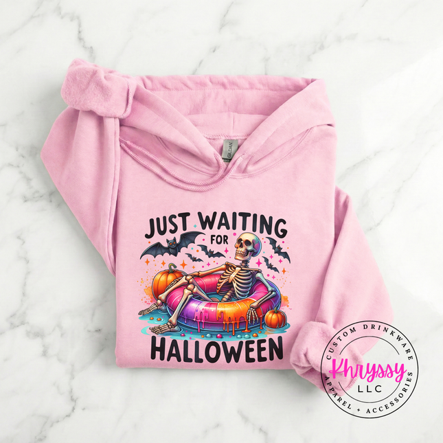 Just Waiting for Halloween Skeleton Hoodie | Spooky Season Gift