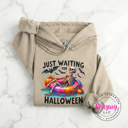 Just Waiting for Halloween Skeleton Hoodie | Spooky Season Gift