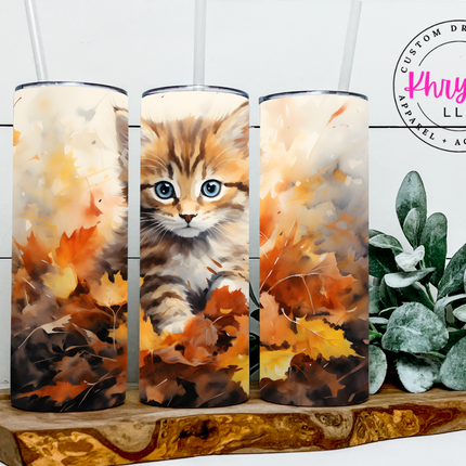 Whiskers & Autumn Bliss 20oz Tumbler with Straw