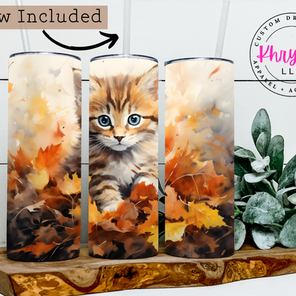 Whiskers & Autumn Bliss 20oz Tumbler with Straw