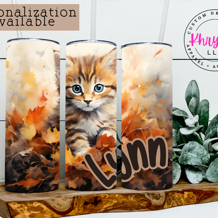 Whiskers & Autumn Bliss 20oz Tumbler with Straw