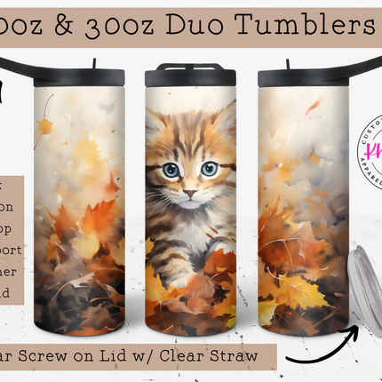 Whiskers & Autumn Bliss 20oz Tumbler with Straw