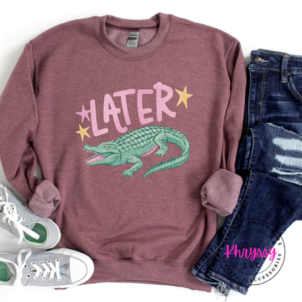 Later Crocodile Retro Pastel Crewneck Sweatshirt | Gift for Her