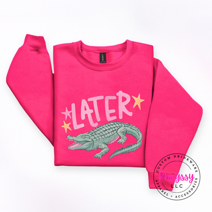 Later Crocodile Retro Pastel Crewneck Sweatshirt | Gift for Her