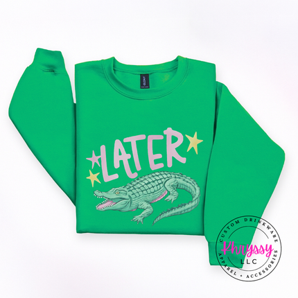 Later Crocodile Retro Pastel Crewneck Sweatshirt | Gift for Her