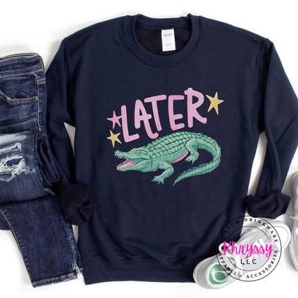 Later Crocodile Retro Pastel Crewneck Sweatshirt | Gift for Her