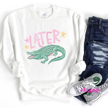 Later Crocodile Retro Pastel Crewneck Sweatshirt | Gift for Her