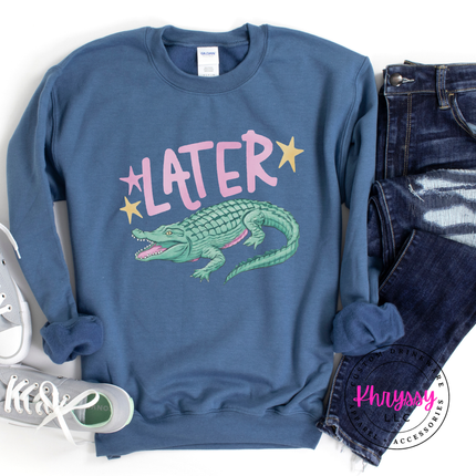 Later Crocodile Retro Pastel Crewneck Sweatshirt | Gift for Her