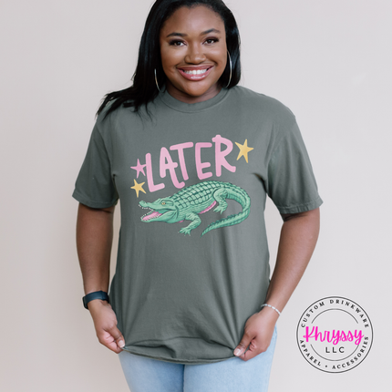 Later Crocodile Retro Pastel Bold Funny Women's Tee