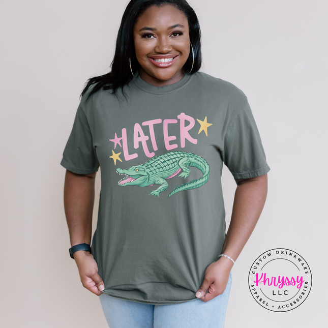 Later Crocodile Retro Pastel Bold Funny Women's Tee