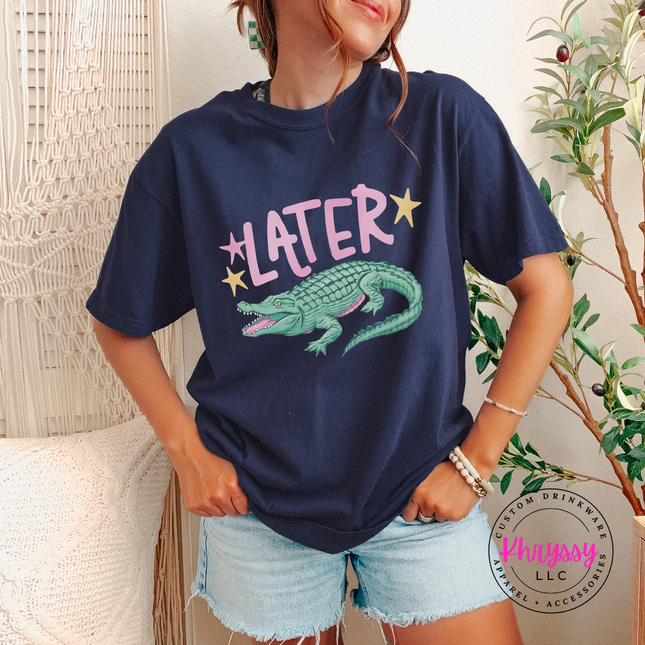 Later Crocodile Retro Pastel Bold Funny Women's Tee
