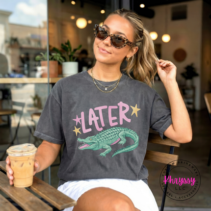 Later Crocodile Retro Pastel Bold Funny Women's Tee