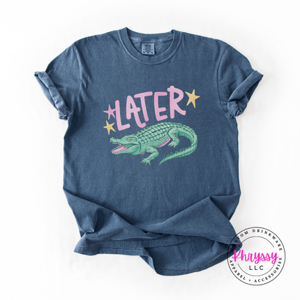 Later Crocodile Retro Pastel Bold Funny Women's Tee