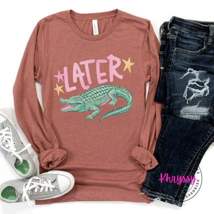 Later Crocodile Retro Pastel Long Sleeve Tee | Southern Gift