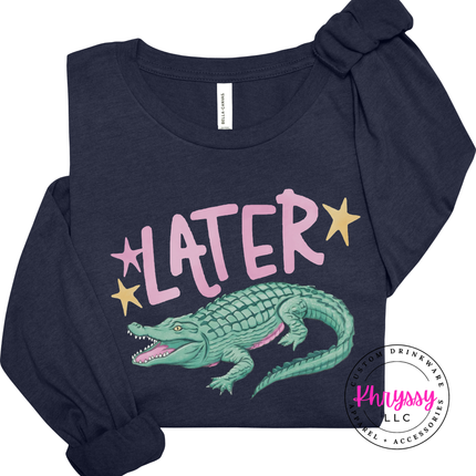 Later Crocodile Retro Pastel Long Sleeve Tee | Southern Gift