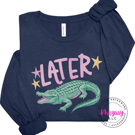 Later Crocodile Retro Pastel Long Sleeve Tee | Southern Gift