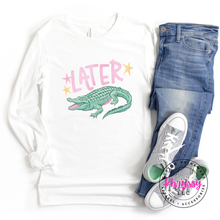 Later Crocodile Retro Pastel Long Sleeve Tee | Southern Gift