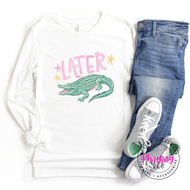 Later Crocodile Retro Pastel Long Sleeve Tee | Southern Gift