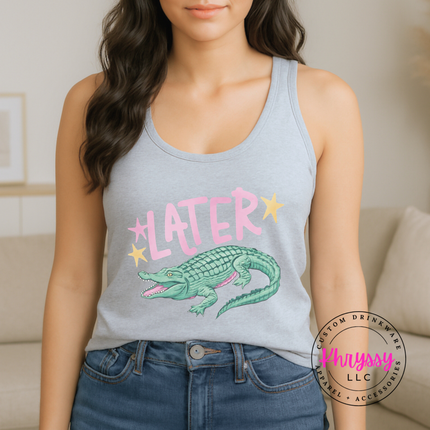 Later Crocodile Retro Pastel Tank Top | Funny Summer Gift