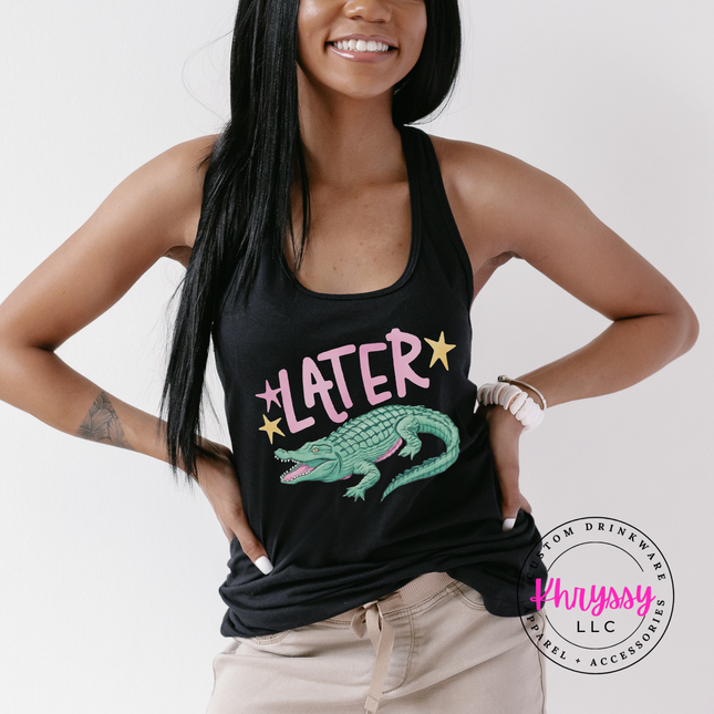 Later Crocodile Retro Pastel Tank Top | Funny Summer Gift