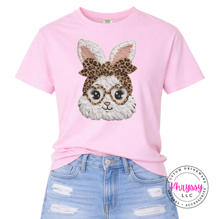 Cute Leopard Bunny Heart Glasses Graphic Tee Fun Women's Shirt
