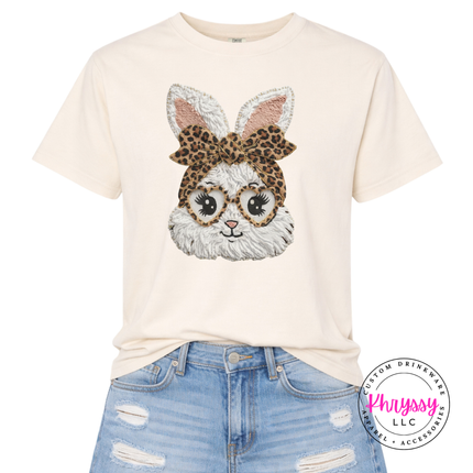 Cute Leopard Bunny Heart Glasses Graphic Tee Fun Women's Shirt