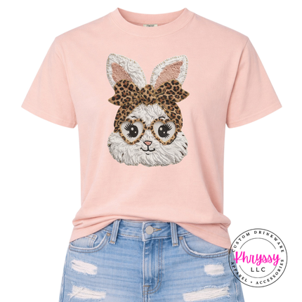 Cute Leopard Bunny Heart Glasses Graphic Tee Fun Women's Shirt