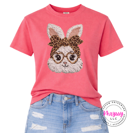 Cute Leopard Bunny Heart Glasses Graphic Tee Fun Women's Shirt