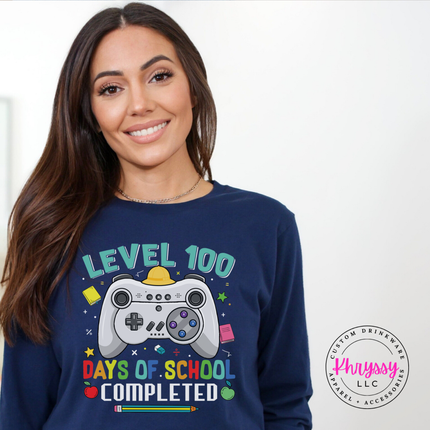 Lightweight gamer 100 days tee in Navy with controller graphic.