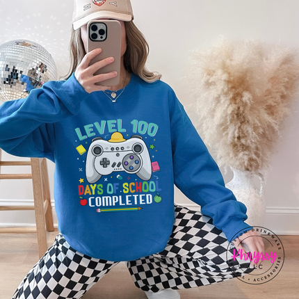 Gamer graphic on a heavyweight sapphire pullover sweatshirt.