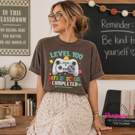 Fun gamer graphic tee in Espresso, perfect for the 100th day of school.