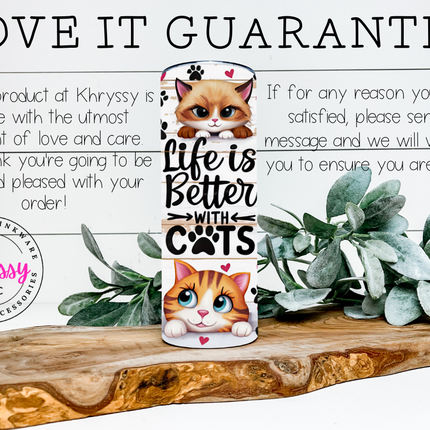 Life is Better with Cats 20oz Tumbler with Straw