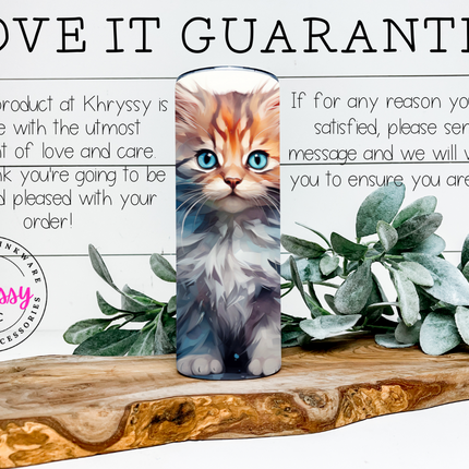 Whimsical Watercolor Cat-Themed 20oz Tumbler with Straw