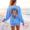 Carolina Blue crewneck sweatshirt featuring a lion and florals faith back design.