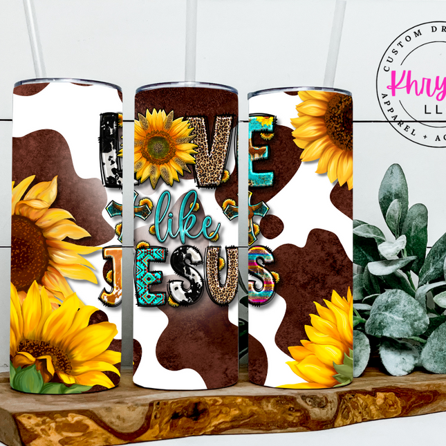 Sunflower Love Like Jesus 20oz Tumbler with Straw