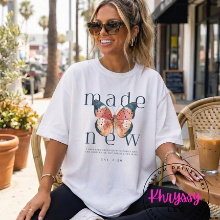 Made New Butterfly Faith Tee | Galatians 2:20 Women's Tee