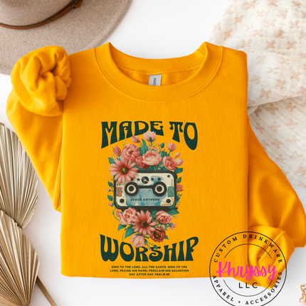 Made To Worship Retro Cassette Floral — Bold Faith Anthem