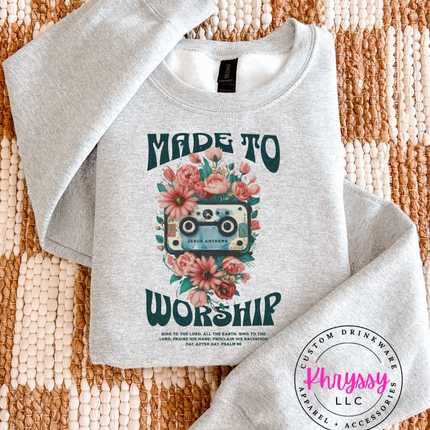 Made To Worship Retro Cassette Floral — Bold Faith Anthem