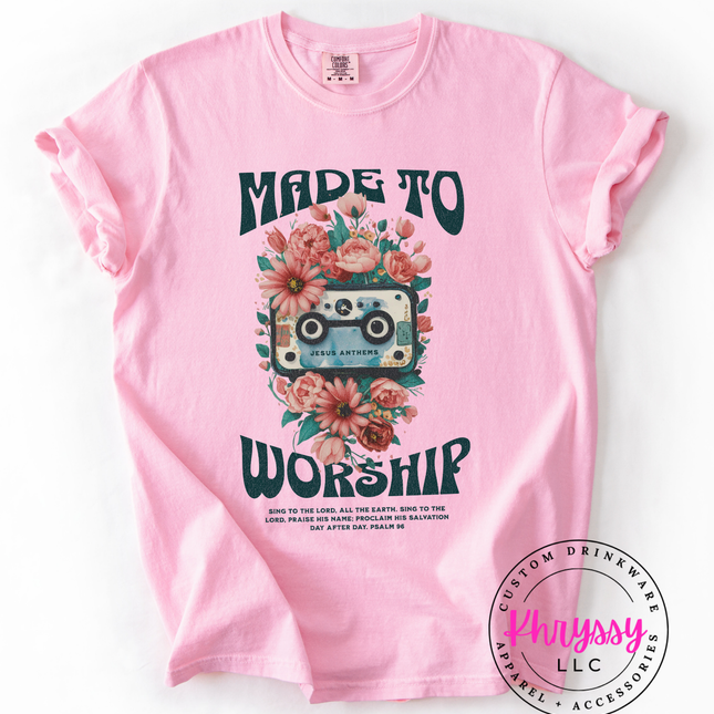 Made To Worship Retro Cassette Floral — Bold Faith Anthem