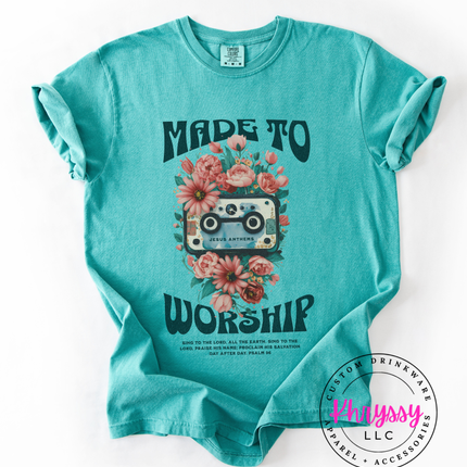Made To Worship Retro Cassette Floral — Bold Faith Anthem