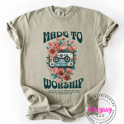 Made To Worship Retro Cassette Floral — Bold Faith Anthem
